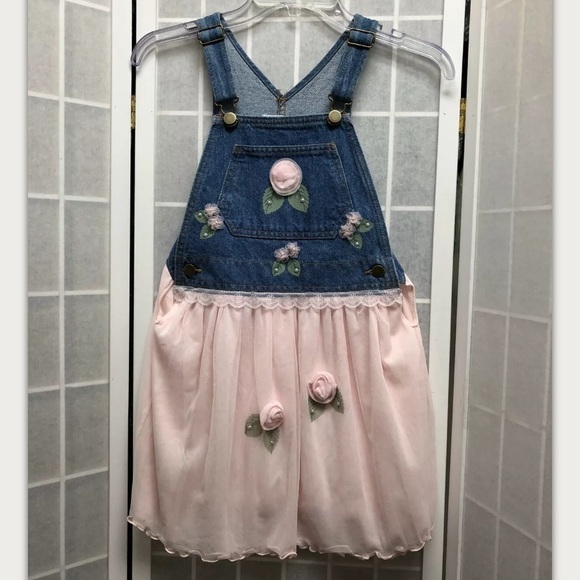 JM original, girl dress, pink and jean, size 8.: - Picture 2 of 8
